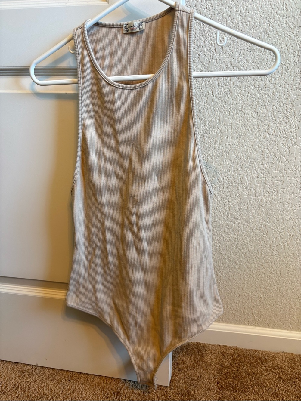 NWOT FP Ribbed Sleeveless Bodysuit - Taupe